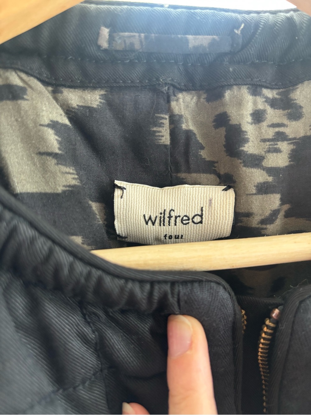 Romantic Wilfred Vintage Quilted Black Bomber Jacket